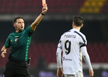 اللجنة التأديبية تعلن عقوبة موراتا بعد طرده في مباراة يوفنتوس وبينفينتو