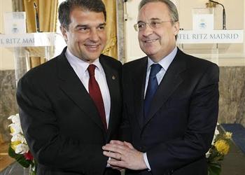 رد فعل غير متوقع من فلورنتينو بيريز لـ لابورتا بعد استفزازه لـ ريال مدريد