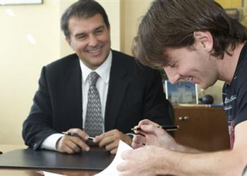 تصريحات نارية من لابورتا بعد تسريب عقد ميسي ليو ي در ث لث دخل برشلونة