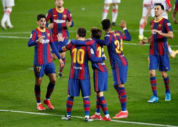 فيديو ميسي يقود برشلونة لدك شباك ألافيس بخماسية في البروفة الأخيرة قبل ملاقاة باريس سان جيرمان