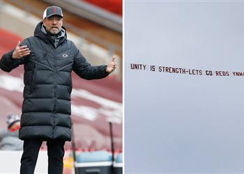 صور طائرة فوق آنفيلد تنقل رسالة جماهير ليفربول للاعبين بعد الأداء الكارثي