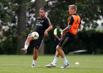 هازارد وكروس ي شاركان في تدريبات ريال مدريد قبل مباراة إيبار