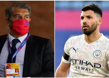 لابورتا يضع شرطين لتعاقد برشلونة مع أجويرو في الصيف