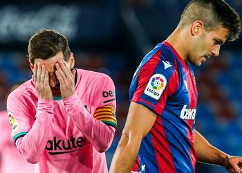 فيديو في 3 دقائق ليفانتي يسجل هدفين ويتعادل أمام برشلونة