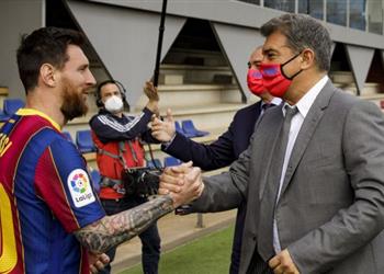 لابورتا يطمئن جماهير برشلونة بشأن تجديد عقد ميسي