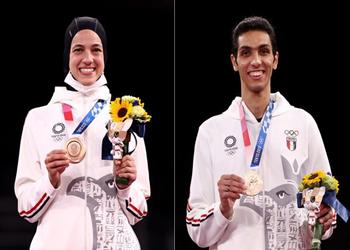 صور البعثة المصرية في طوكيو تكرم هداية ملاك وسيف عيسى بعد التتويج بالبرونزية