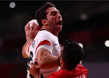 مباراة الميدالية البرونزية منتخب مصر لكرة اليد بالأبيض أمام إسبانيا في أولمبياد طوكيو 2020
