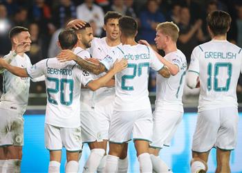فيديو محرز يقود مانشستر سيتي لسحق كلوب بروج بخماسية في دوري أبطال أوروبا