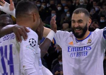 فيديو بنزيما يتألق ويسجل هدف ريال مدريد الثاني أمام شاختار