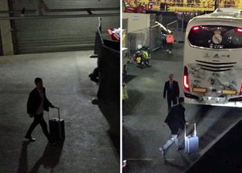 بطل_الشامبيونز رودريجيز يغادر ملعب كارديف سريع ا ويتجه إلى حافلة ريال مدريد بمفرده