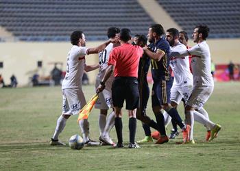 بالصور خناقة بمباراة الزمالك والانتاج الحربي