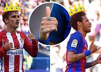 سوشيال_بطولات جريزمان يتوج نيمار ملكا بجانبه بعد محاكاته لطريقة احتفاله والبرازيلي يرد