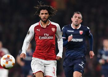 محمد النني أساسي ا مع آرسنال في مواجهة باتي بوريسوف