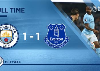 مانشستر سيتي يتعادل بصعوبة مع إيفرتون في البريميرليج