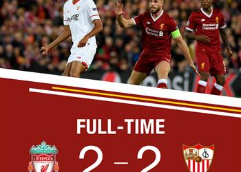 ليفربول يسقط في فخ التعادل مع إشبيلية بدوري الأبطال وصلاح يتألق