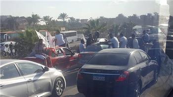 بالصور توافد جماهير الزمالك إلي برج العرب