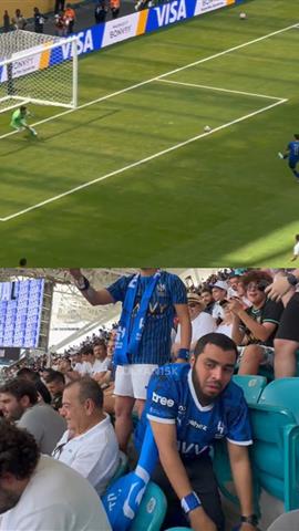 صوره ل سجد لله شكرا في المدرجات .. رد فعل مشجع هلالي بعد هدف روبن نيفيز في شباك ريال مدريد