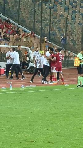صوره ل إحتفال لاعبي مودرن سبورت بالهدف الثاني امام الأهلي في الدوري المصري