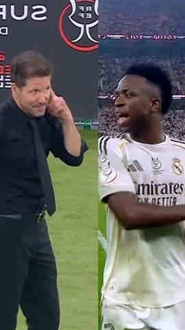 صوره ل اثناء استبداله .. مشادة بين فينيسيوس وسيميوني في مباراة ريال مدريد واتلتيكو مدريد