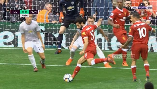 سنتيمترات تحرم محمد صلاح من تسجيل الهدف الاول امام مانشستر يونايتد