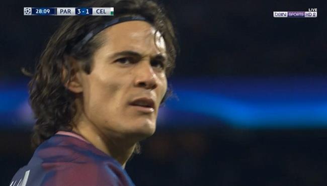 هدف كافانى في مرمي سلتيك دورى ابطال اوروبا
