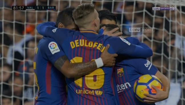 هدف تعادل برشلونة مع فالنسيا اسيست رائع من ميسى