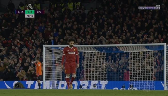 جماهير ليفربول تنتفض لحظه تبديل محمد صلاح امام برايتون