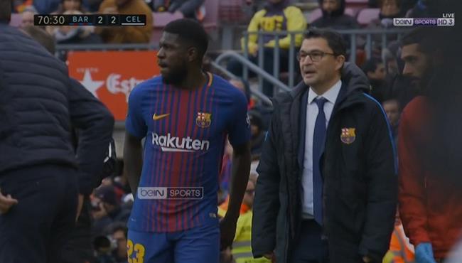 اصابه أومتيتى فى مباراة برشلونة وسيلتا فيجو