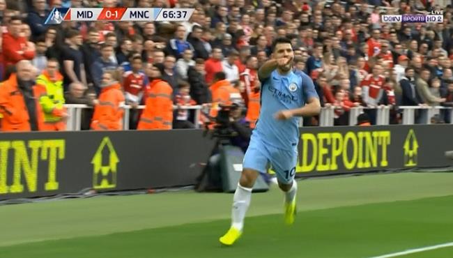 هدف أجويرو فى مرمى ميدلسبره 2 0 كأس الاتحاد الانجليزي
