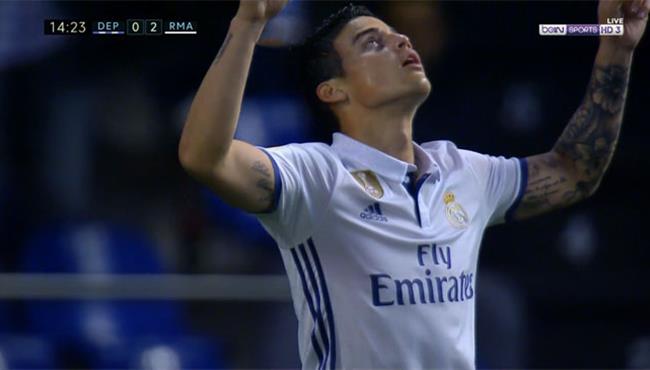 هدف رودريجيز في مرمي ديبورتيفو لاكورونيا 2 0 الدوري الاسباني