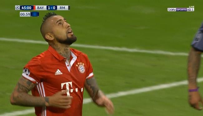 فيدال يهدر ركلة جزاء امام ريال مدريد