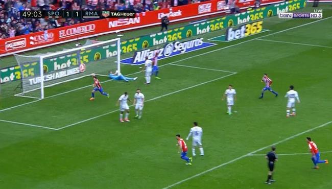 هدف سبورتنج خيخون الثانى فى مرمى ريال مدريد 2 1 الدورى الاسبانى