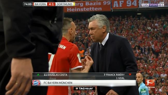 لحظة تبديل ريبيري في مباراة بايرن ميونخ وبروسيا دورتموند