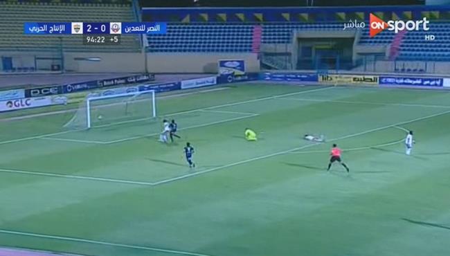 هدف كوميدي فى مباراة النصر للتعدين والانتاج الحربي