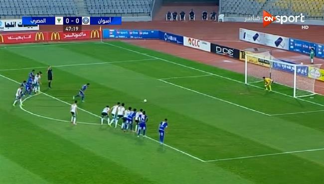 هدف معاذ الحناوي في مرمي المصري 1 0 الدوري المصري