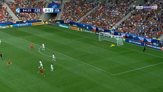 هدف جمهورية التشيك الصاروخي في مرمي ايطاليا بكأس اوروبا للشباب