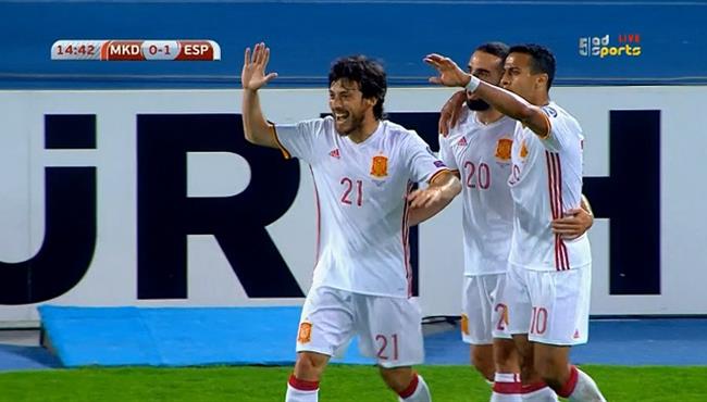 هدف دافيد سيلفا في مرمي مقدونيا 1 0 تصفيات اوروبا لكأس العالم