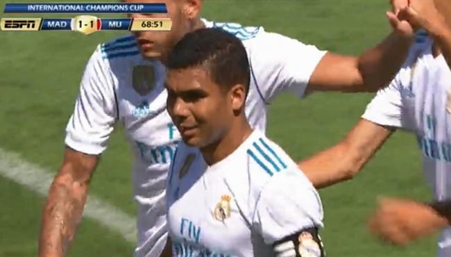 هدف تعادل ريال مدريد مع مانشستر يونايتد 1 1 كأس الابطال الدولية