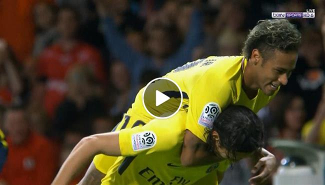 نيمار يصنع اول هدف مع باريس سان جيرمان في الدوري الفرنسي