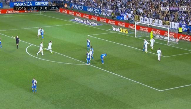 هدف ريال مدريد الاول في مرمي ديبورتيفو لاكورونيا تعليق عصام الشوالي