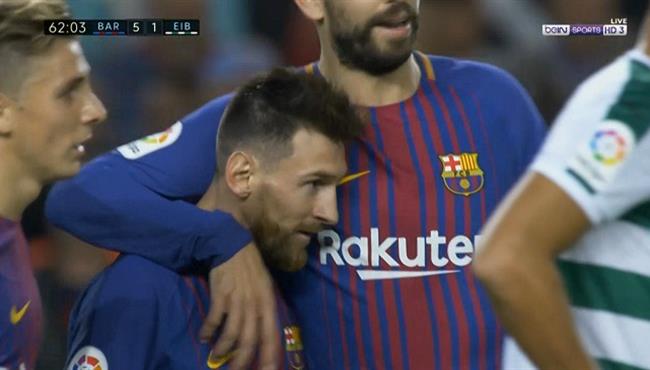 هاتريك ميسي في مباراة برشلونه وايبار