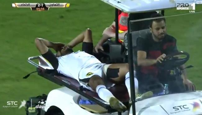 اصابه وخروج محمود كهربا في مباراة التعاون واتحاد جده