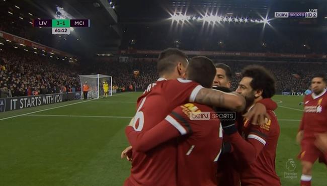 صلاح يصنع لماني هدف ليفربول الثالث الرائع في مانشستر سيتي