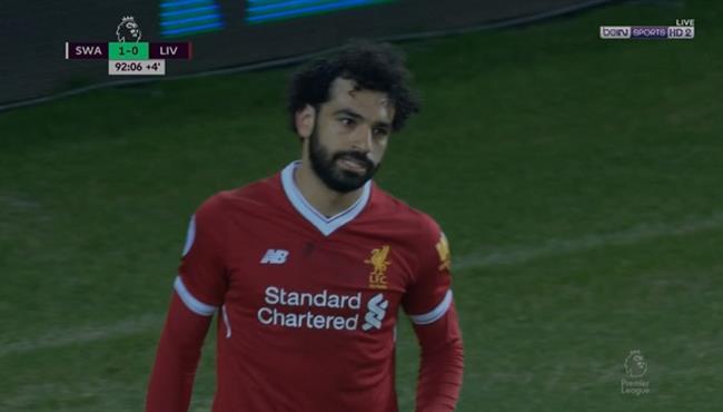 محمد صلاح يهدر هدف فى الوقت القاتل امام سوانزى سيتى