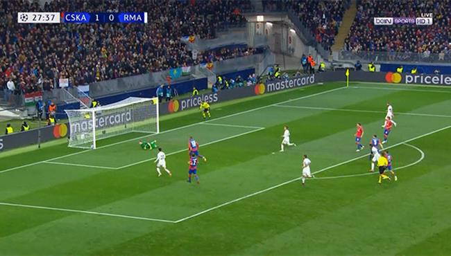 القائم يحرم ريال مدريد من تسجيل هدف التعادل امام سسكا موسكو