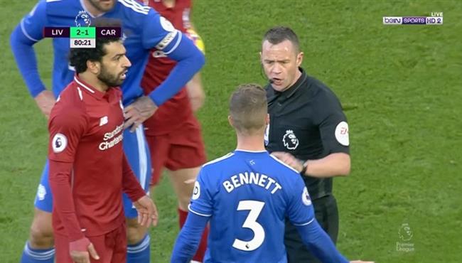 محمد صلاح ينفعل على مدافع كارديف سيتي بعد تدخله عليه