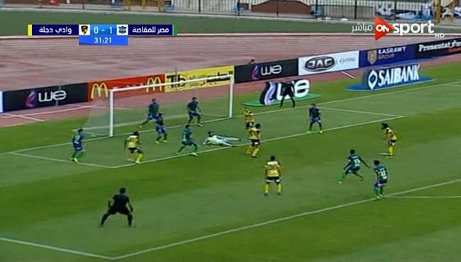 مدافعو المقاصة ينقذون هدف مؤكد لوادى دجلة من علي خط المرمي