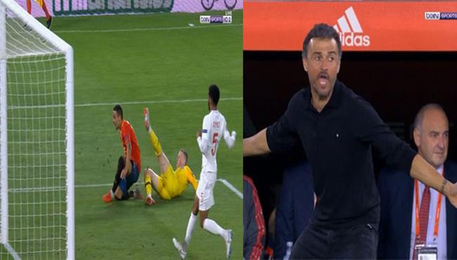 انفعال انريكى على حكم مباراة انجلترا واسبانيا مطالبا بركلة جزاء