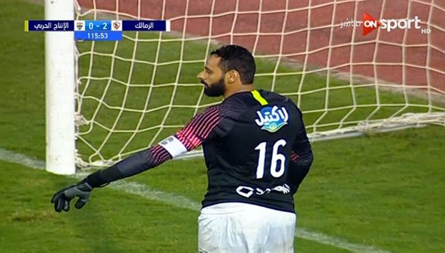 تصدي محمود جنش الرائع فى مباراة الزمالك والانتاج الحربي