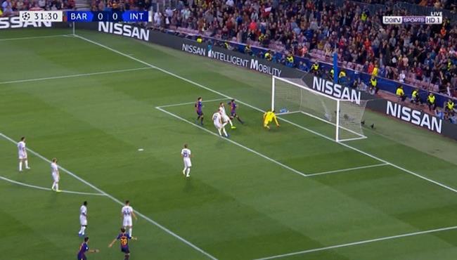 هدف برشلونة الاول في مرمي انتر ميلان تعليق حفيظ دراجي